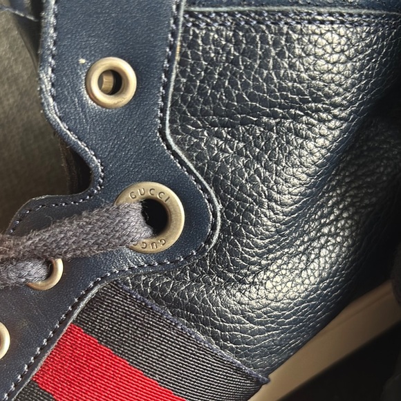 Gucci Men's Navy High-Top Sneakers - Picture 14 of 16